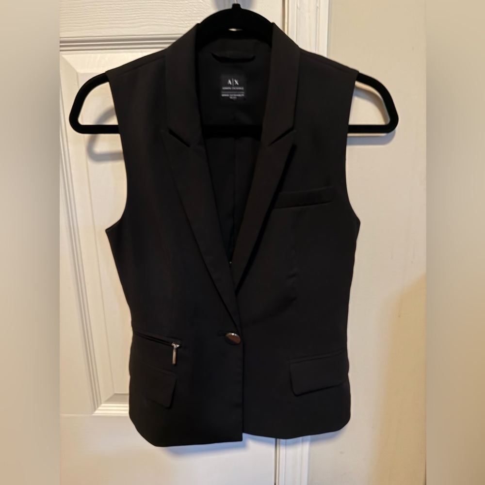 Black Sleeveless Blazer Vest Armani Exchange